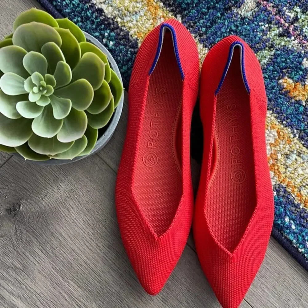 Rothys the point flame red size 9.5 woman’s flat sh…